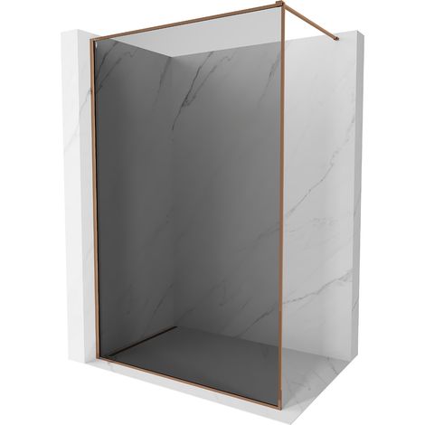 Mexen Kioto-XF Duschwand Walk-in mit Rahmen 60 x 202 cm, Grafit 10 mm, Roségold - 800-060-104-60-40-X (1/5)