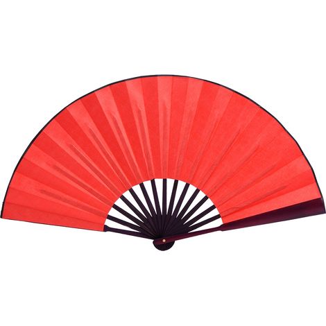 Éventail pliant en bambou et soie, calligraphie chinoise, décoration artisanale pour intérieur (rouge) (1/5)