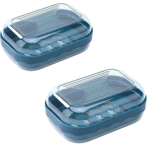 Set mit 2 Reiseseifenschalen aus Schaumstoff, wasserdicht, mit Abfluss, leicht zu reinigen und mit Deckel. (1/4)
