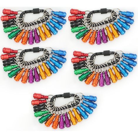 Embouts de tournevis à tige hexagonale de 1/4 pouce en alliage d'aluminium, barre d'extension, adaptateur de vis de forage, porte-clés de changement portable (5 ensembles de 17 pièces de couleur avec