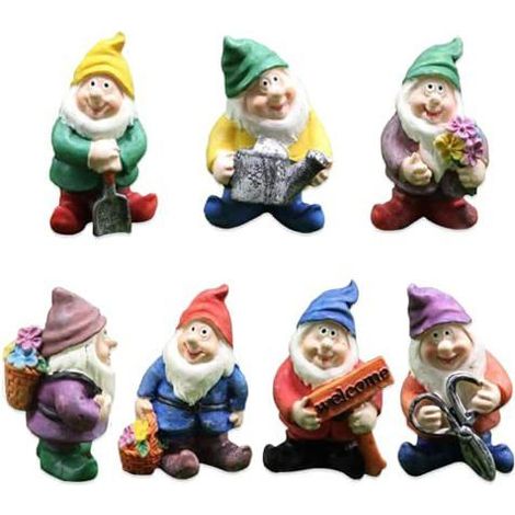 7 Pièces Nains de Jardin, Statue Gnomes Fée Miniature, Ornements Figurine Nains Mignons, pour Décoration de Table et Jardin pour