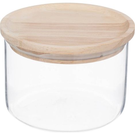 Glas hermet 0,3l mit hermetischem deckel aus gummibaumholz - 5five