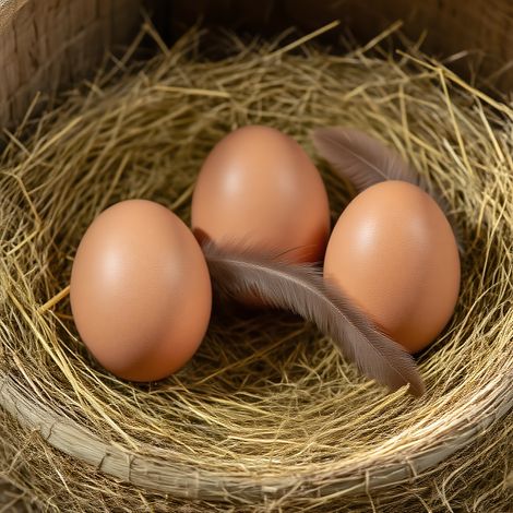 Trois œufs artificiels en bois servent d'outils d'incubation pour les poules, les aidant à établir une zone de ponte fixe. (1/5)