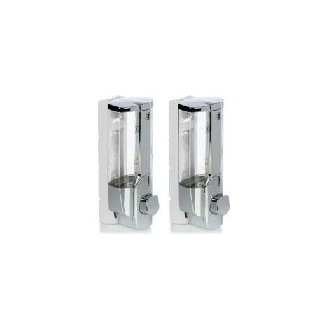 Dispensador de jabón de pared 2X - Dispensador de jabón de pared, recargable - Dispensador de jabón para gel de ducha y champú (cromado) - Crezuo (1/4)