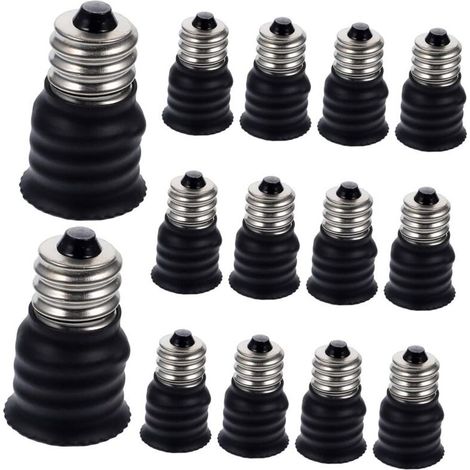 Adattatore lampadina E12 A E14 Luce-Nero di Plastica, Convertitore di Presa Lampada da 15 Pezzi, Compatibile con Lampadine di serie, Per officine E Laboratori (1/5)