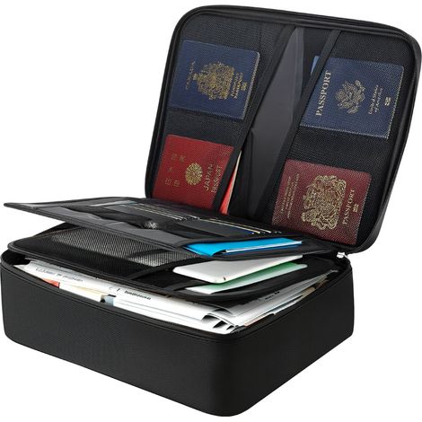 Boîte à documents ignifuge 1000 °C, porte-documents anti-feu multicouche portable avec serrure, sac de rangement ignifuge et étanche pour fichiers importants, passeports, pour bureau, voyage (1/5)