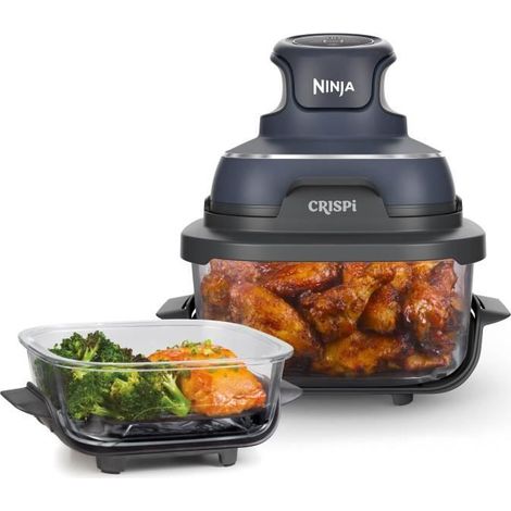 Ninja – Friteuse sans huile 1700 W – 4 programmes de cuisson – Design compact gris – Récipients 1,4 L et 3,8 L – Thermostat réglable 140-190°C