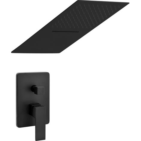 Set doccia incasso Kubo nero opaco soffione a muro 25x52 con cascata (1/5)