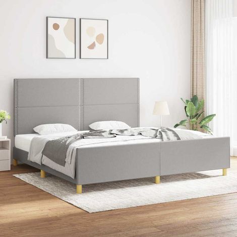 Cama sin colchón tela gris claro 200x200 cm (1/5)