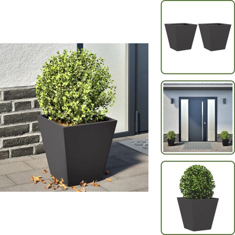 vidaXL Jardinières 2 pcs noir 30x30x30 cm acier (1/5)