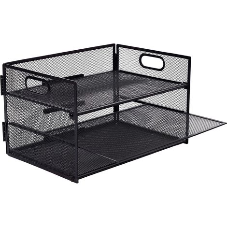 Relaxdays Dokumentenablage, Metall, 3 Fächer, Büro, Home Office, HBT: 20,5x32,5x23,5 cm, Schreibtisch Organizer, schwarz