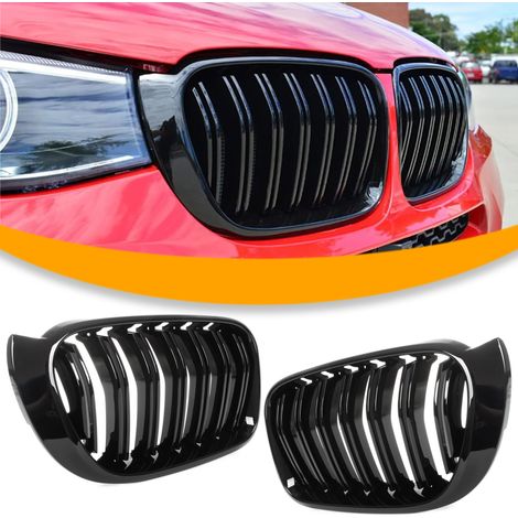 BMW X3 F25 14-17 rejillas entre los faros (ri帽ones) izquierda + derecha juego negro brillante doble BAR (1/5)