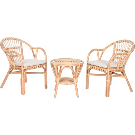 Mesa Set 3 Ratan 50X50X50 Y 2 Sillones Con Cojin (1/5)
