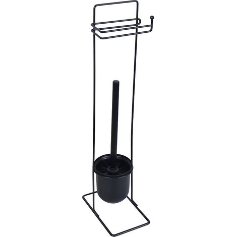 Soporte de inodoro negro con cepillo cuadrado