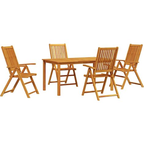 Maison Exclusive - Garten Essgruppe Faltbar 5 pcs Braun Massivhol