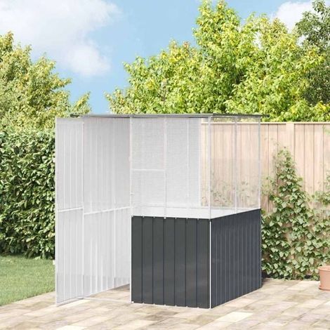 Cage à oiseaux, couleur anthracite, 165 x 165 x 200 cm, acier galvanisé.