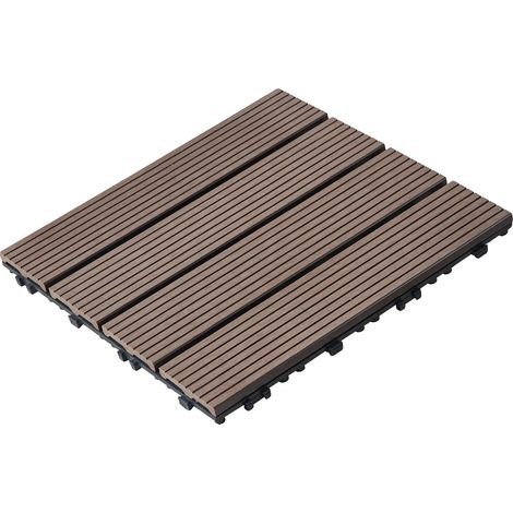 Dalles de terrasse emboîtables, étanches, antidérapantes, 10pcs Marron (1/2)