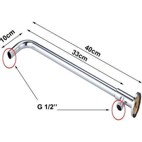 FOREHILL Bras Douche Mural Extension 40cm en Acier Inoxydable Douche Raccord Extension pour Pomme de Douche G1/2" (1/4)