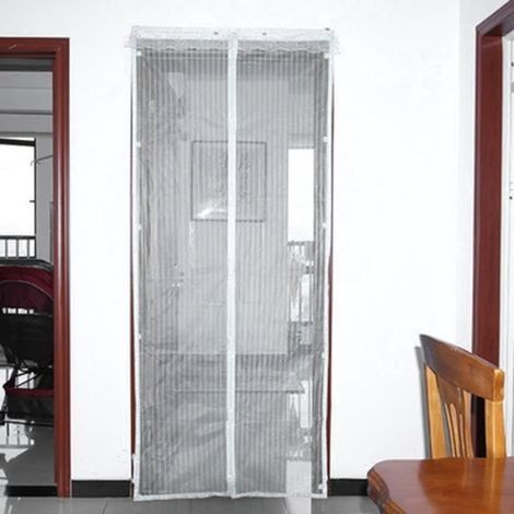 (Blanc)120 x 210cm Magnétique rideau anti moustiques moustiquaire de porte blanc (1/4)