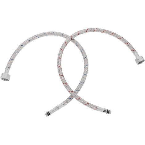 2 Tuyaux Robinet PVC Acier Inox, Alimentation Eau Évier (1/5)