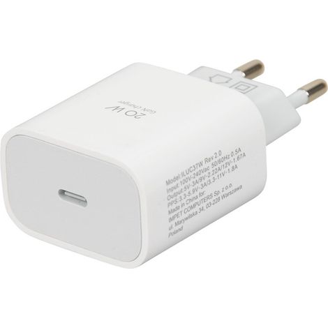 Chargeur de voyage I-BOX C-37 PD20W, blanc (1/5)
