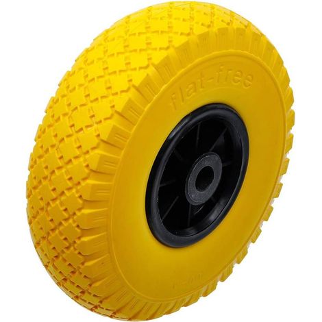 Roue pour Diable 260 mm - PU Jaune/Noir - Résistante et Maniable pour Chariot de Transport, Pro - D-Work