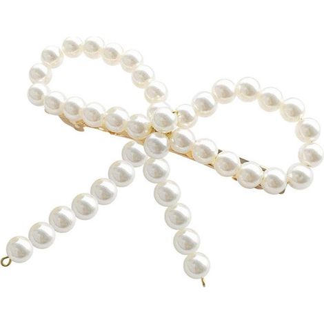 1 pince à cheveux élégante et délicate avec nœud en perle blanche, ornée d'un nœud, idéale pour une coiffure de mariage ou comme accessoire de coiffure. (1/3)
