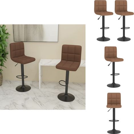 The Living Store Tabourets de bar lot de 2 marron tissu - Chaise de bar (1/5)