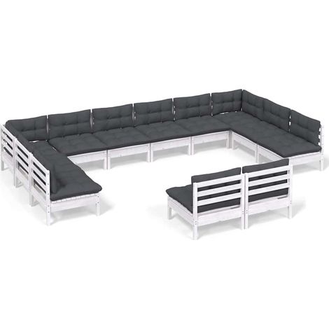 Maison Exclusive - Muebles de jardín 12 pzas y cojines blanco mad (1/5)