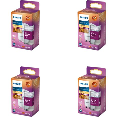 Philips Pacchetto vantaggio GU10 Lampadina Spot LED 50W Dimmerabile Luce Bianco calda - 4 pezzi (1/3)