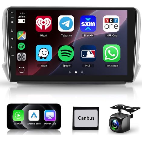 [8 Core 6G+128G] Autoradio Carplay pour 208/2008 (2012-2018) avec Radio à écran Tactile 10,1 Pouces, Android Auto/BT/GPS/WiFi/DSP/FM/RDS/Contrôle du Volant (1/5)