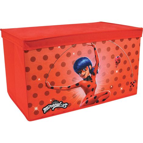 Coffre à jouets Miraculous rouge, en tissus pour enfant