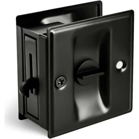 Sliding Door Lock with Handle - Quick and Easy Replacement for Old or Damaged Concealed Door Locks, Dimensions 2-3/4 Inch x 2-1/2 Inch, Fits Doors with a (1/4)