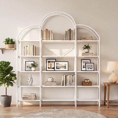 Étagère à 5 niveaux design nuage en acier et MDF blanc 170 x 26 (1/5)