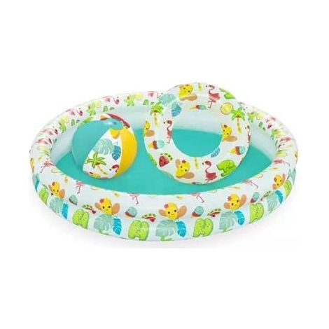Piscine gonflable avec ballon de plage et bouée - 122 cm/20 cm multicolore (1/3)
