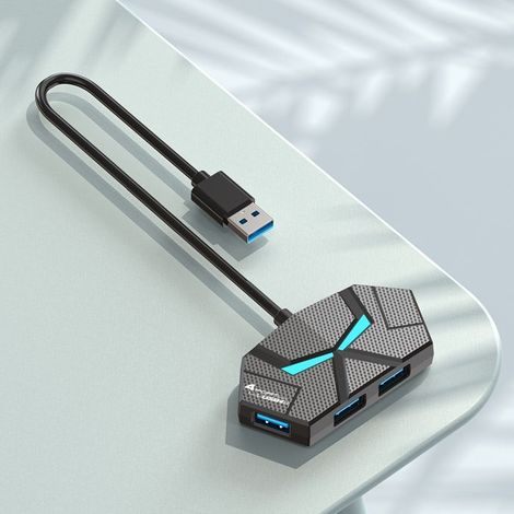 Hub USB 2.0 - 4 Ports - Aluminium - Éclairage LED - PC Portable Gaming Bureau (1/2)