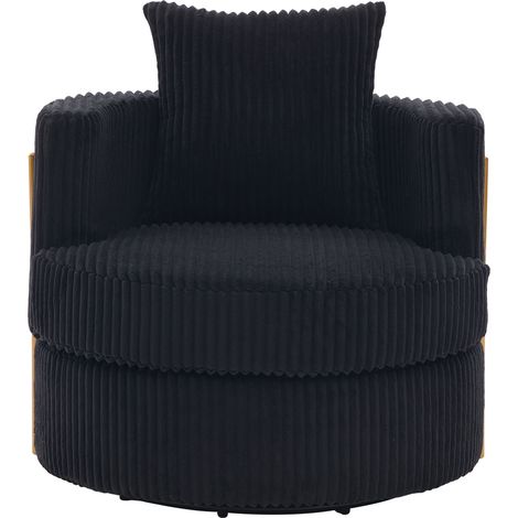 Sillón giratorio 360° de pana negra con almacenaje y espuma de alta densidad (1/5)