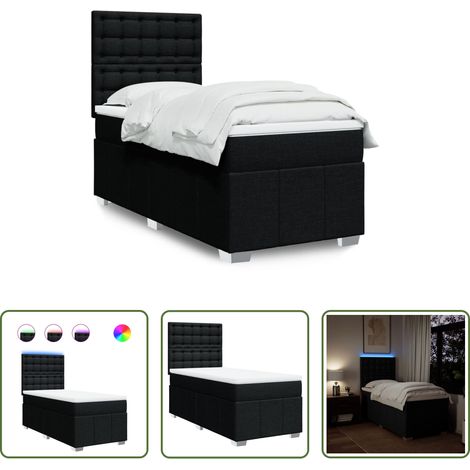 Matelas à ressorts ensachés - Sommier à lattes de lit avec matelas Noir 100x200 cm Tissu (1/5)