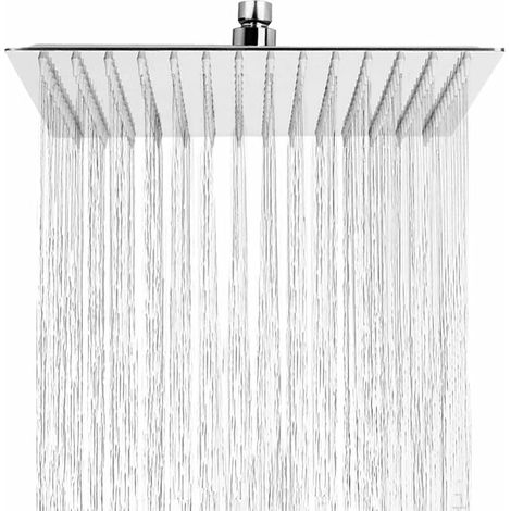 Cabezal de ducha antical, cabezal de ducha de lluvia ahorrador de agua con boquilla de acero inoxidable de 30 cm (12 pulgadas) con acabado cromado pulido (espejo), cuadrado. (1/5)