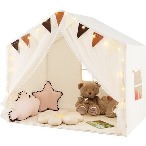 Tenda da gioco per bambini con tende e luci a forma di stella