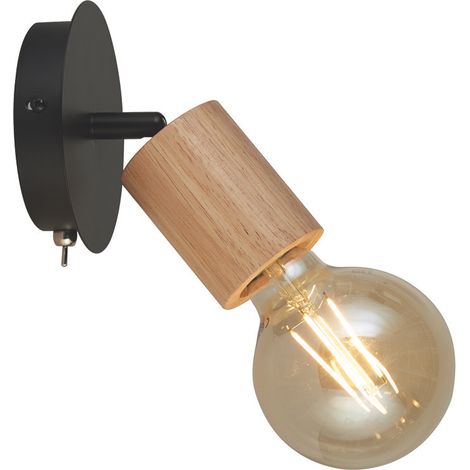 Applique Industrial-Nordico Spinoso Acciaio Nero Marrone 1 Luce E27 (1/5)