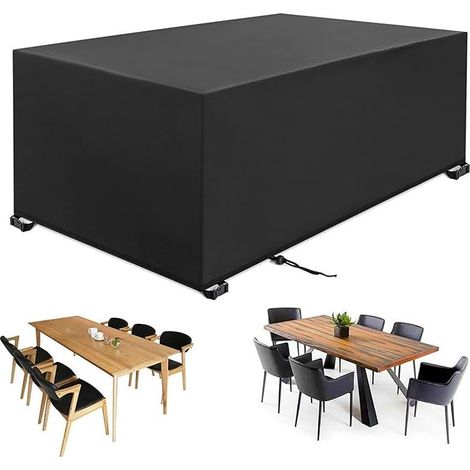 Funda para muebles de jardín 220x120x80cm Oxford 420D Negra Funda rectangular para mesa de jardín Lona protectora para mesa de jardín Muebles de exterior Impermeable Resistente al viento Resistente a  (1/5)