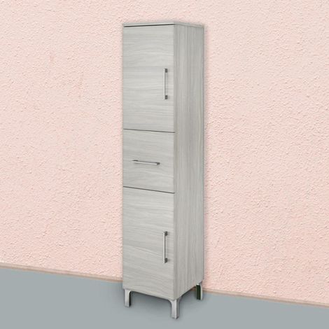 Semipedestal De Baño 150Cm Cajón Y Dos Puertas Roble Gris Rimini