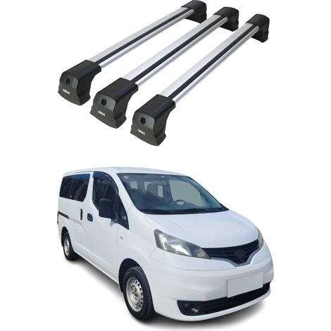 OMAC Barres de toit compatibles avec Nissan NV200 2009-2020 – 3 barres – Antivol inclus – Aluminium Argent (1/5)