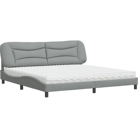 Maison Exclusive - Letto con Materasso Hvar Grigio Chiaro 200x200 cm in Tessuto