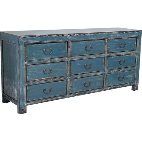 Aparador de madera azul 170x45x78h cm (1/5)
