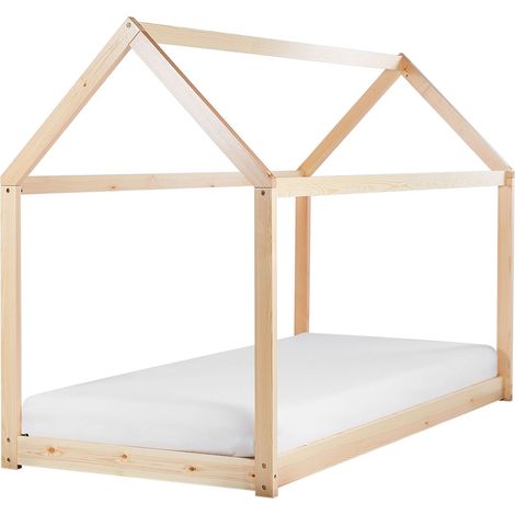 Kinderbett Haus Kiefernholz TOSSE 90 x 200 cm Hellbraun