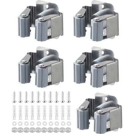 6 teiliger Wandbesenhalter mit Schrauben, Edelstahl, multifunktionaler Wandbesenhalter für Küche, Bad, Garten, Garage (1/5)