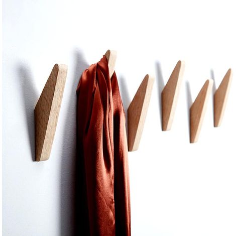 6 Stück Rote eiche Haken Holz Wandhaken, Design Robuste Kleiderhaken Wandmontierte rustikale Holzhaken Kleiderbügel Hutablage Haken Handtuch haken.