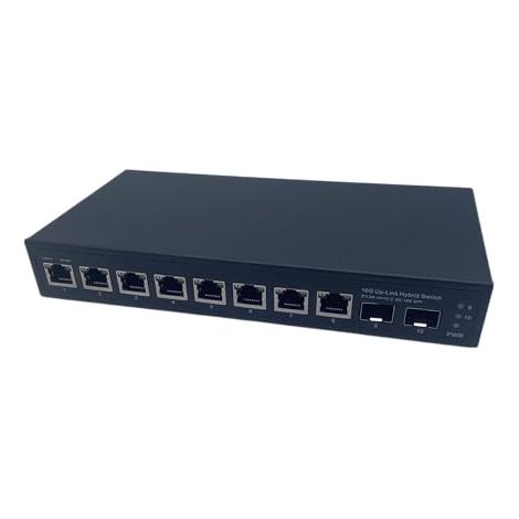 Elfcam® - 10Gb Commutateur Switch Fibre Optique Compatible avec Freebox Ultra, avec 2 Ports 10G SFP+ et 8 Ports 2,5 Gigabit Ethernet RJ45, Plug & Play Non Géré (2 Ports 10Gb SFP+ et 8 Ports 2,5G RJ45)